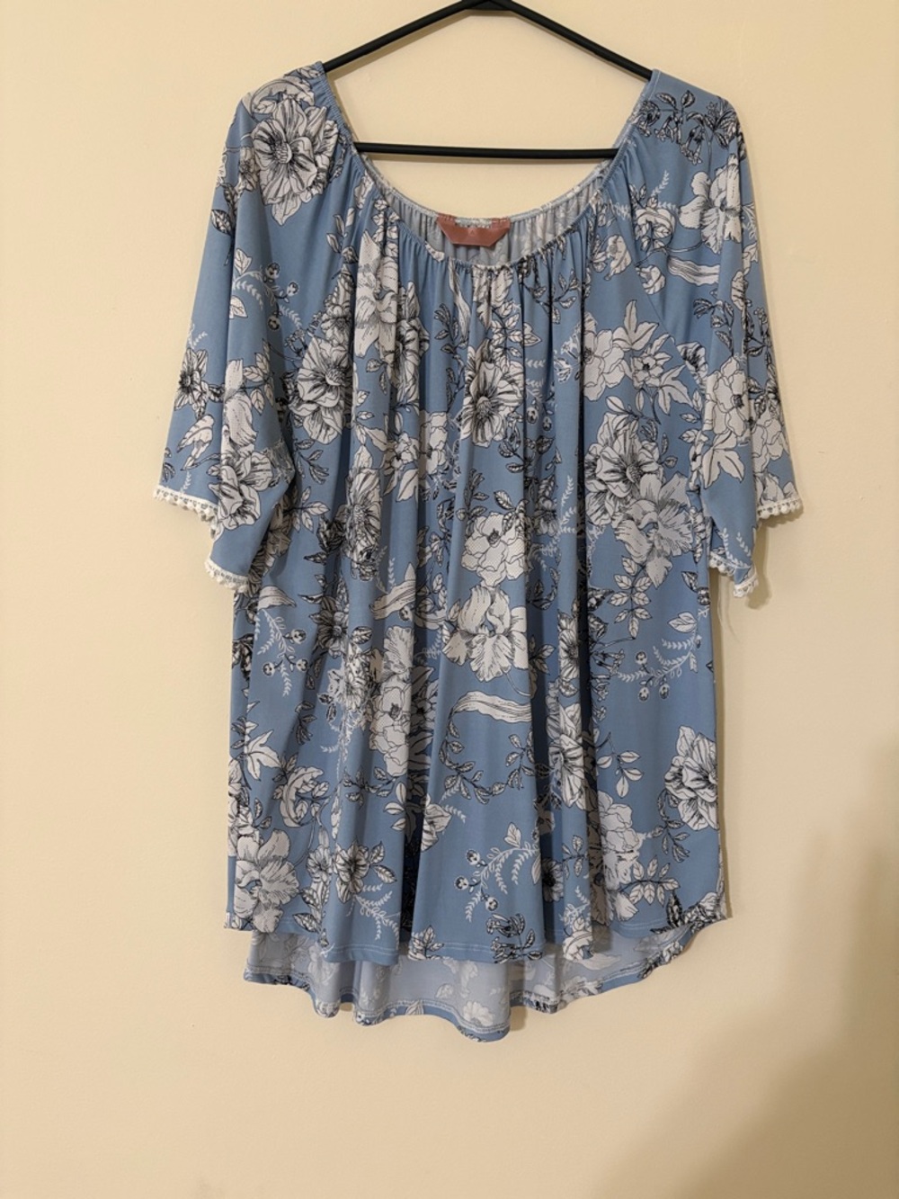 Blue Floral Peasant Blouse - Women